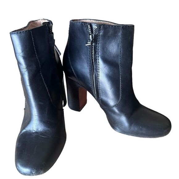 Madewell The Sutton Chunky Heel Black Leather Boot - Size 7 - Picture 1 of 10